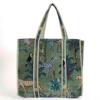 PARISIAN COOL Sage Panther Velvet Tote