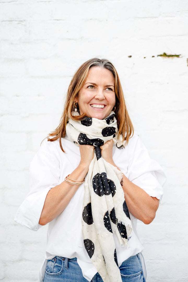 Sarah Spot in Cream Scarf