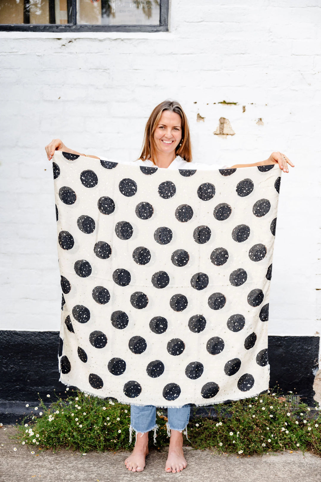 Sarah Spot in Cream Scarf