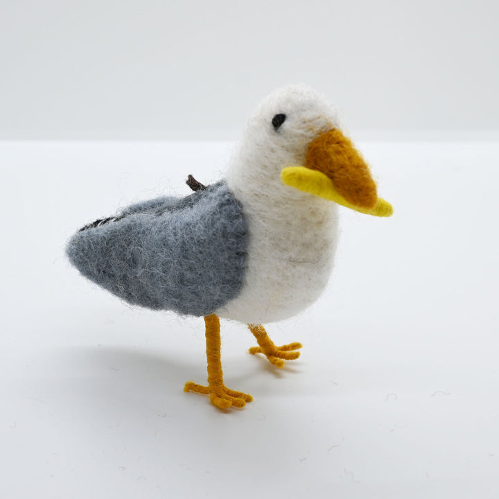 Seagull with Chip Handmade Felt Ornament