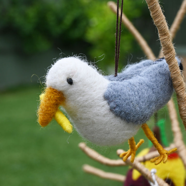 Seagull with Chip Handmade Felt Ornament