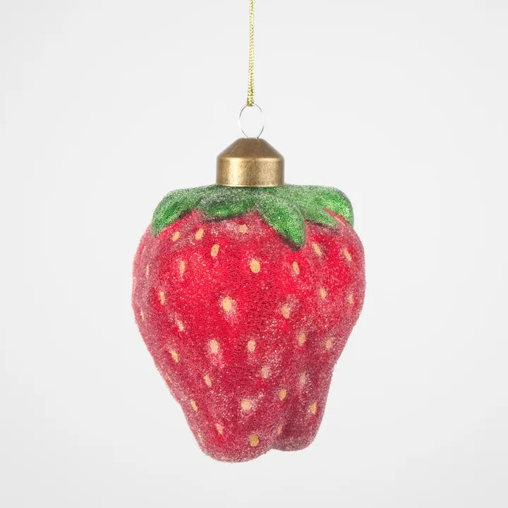 Sugared Strawberry Decoration - Large Red