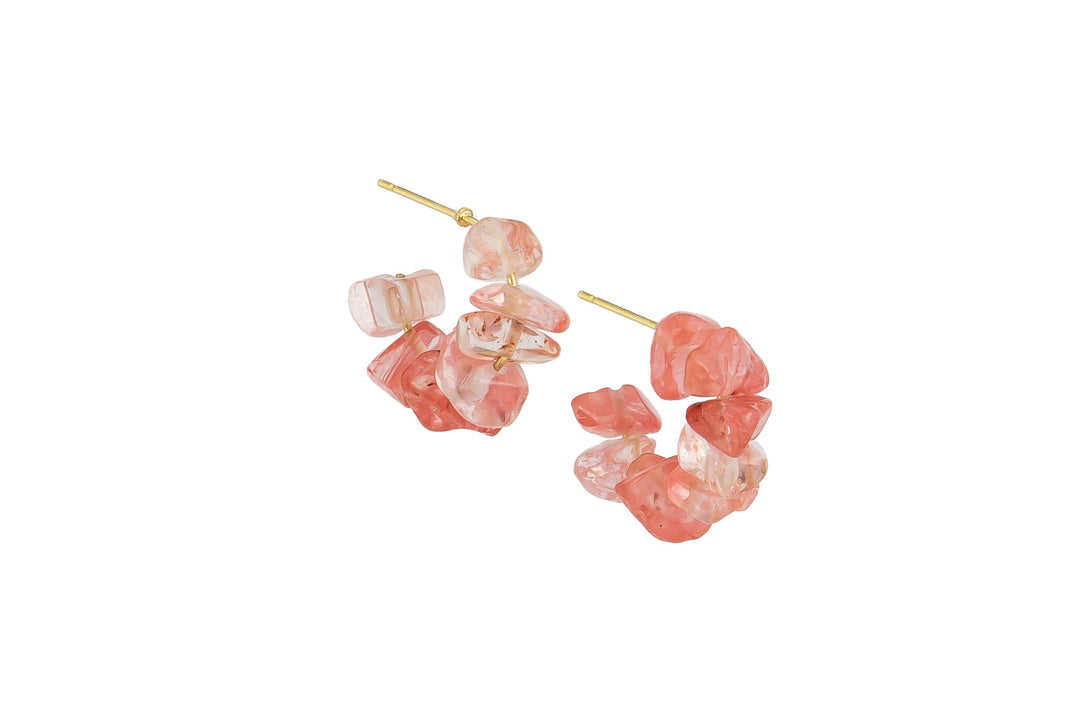 Tiger Tree Pink Stone Cut Hoops