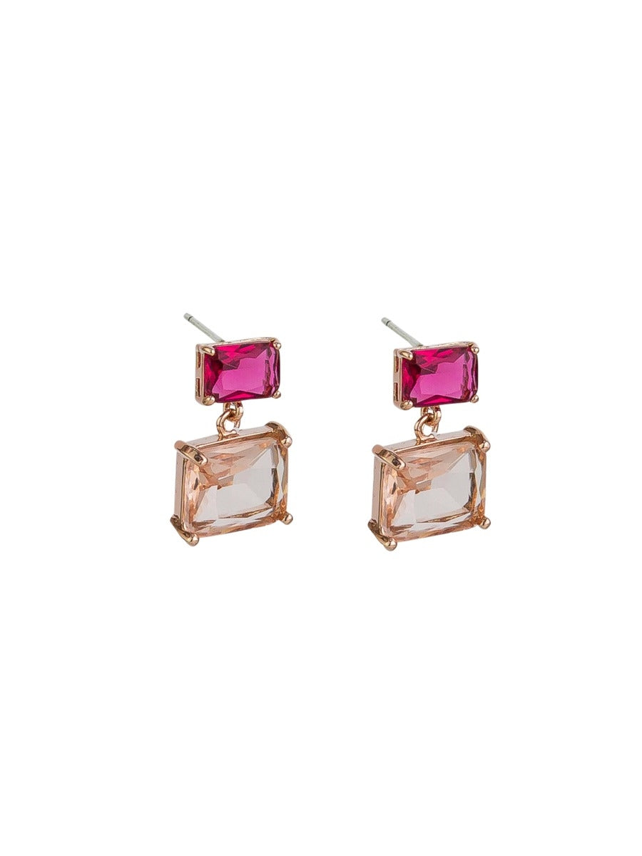 Tiger Tree Ruby Retro Oblong Crystal Drop Earrings