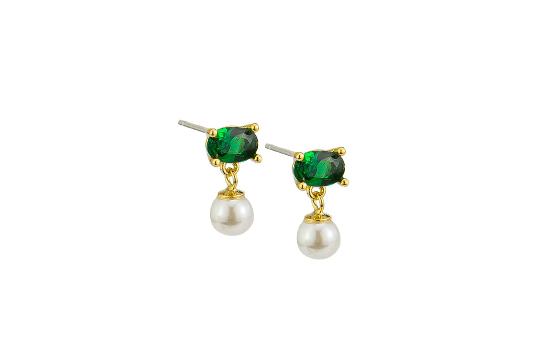 Tiger Tree Princess Emerald & Pearl Earrings