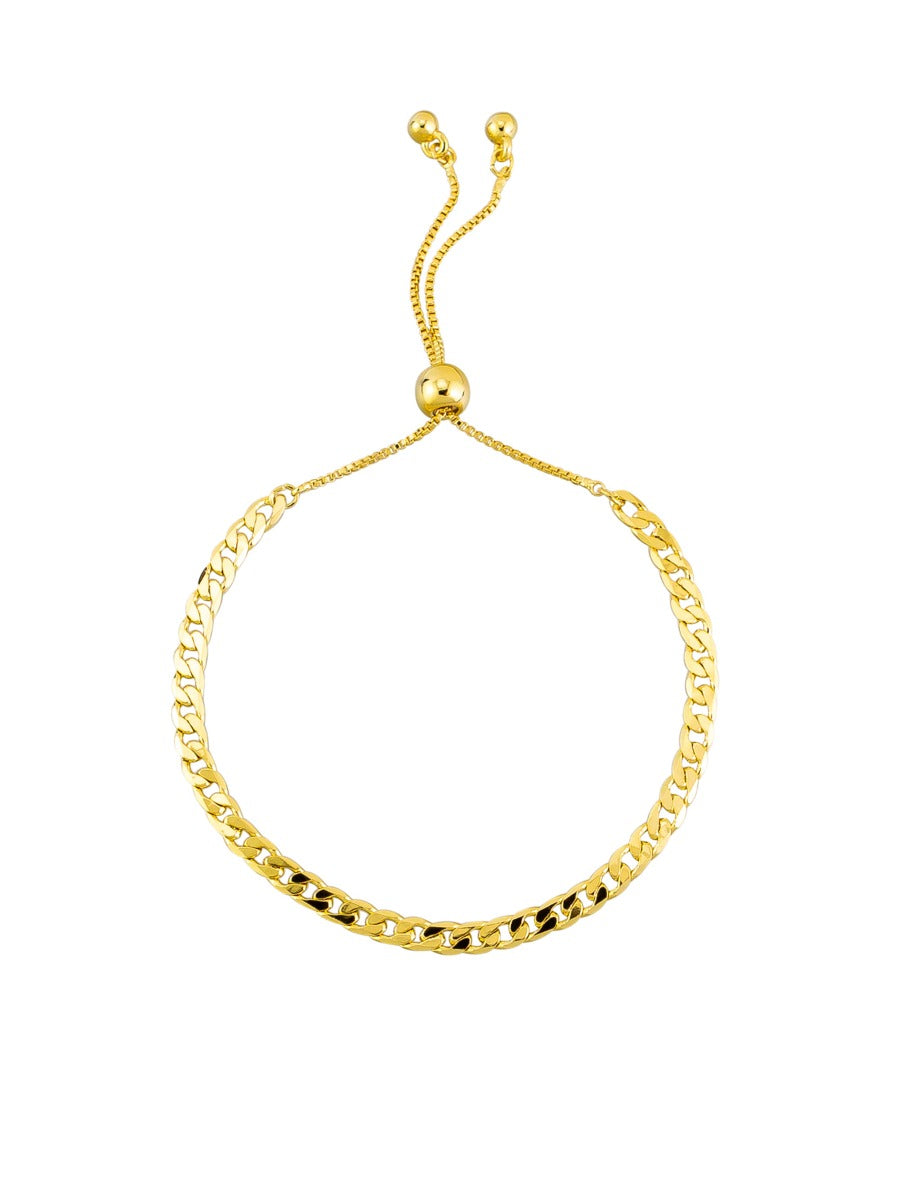 Tiger Tree Gold Curb Link Slider Bracelet