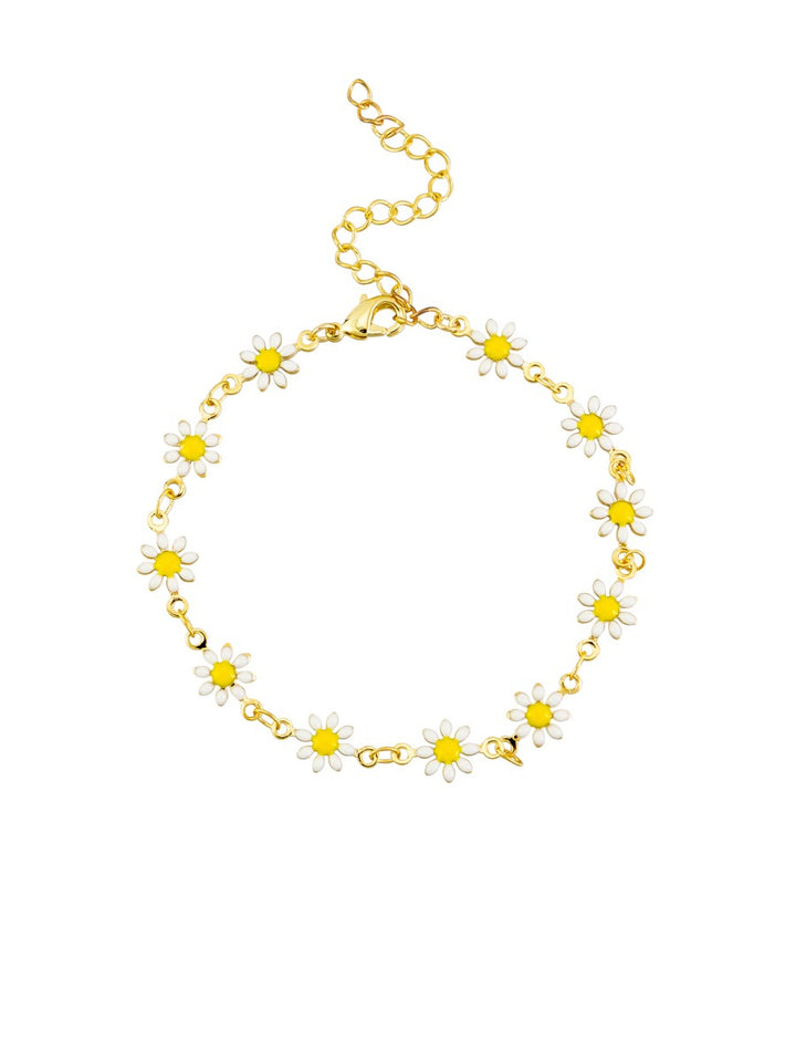 Tiger Tree Gold White Daisy Chain Bracelet