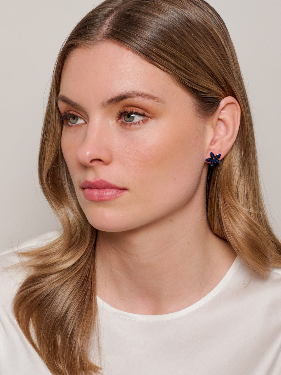 Tiger Tree Navy Lily Earrings