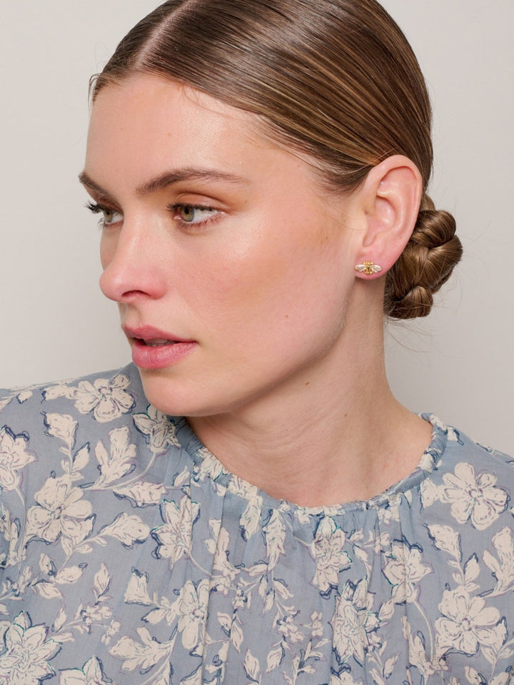 Tiger Tree White Bella Bee Studs