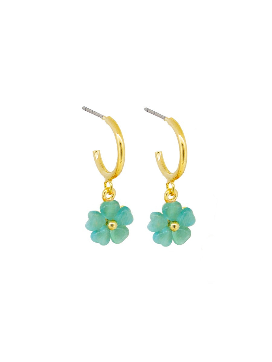 Tiger Tree Aqua Tiny Flower Huggie