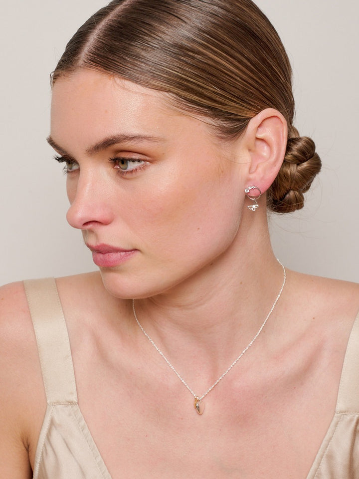 Tiger Tree Silver Crystal Butterfly on Ring Earrings