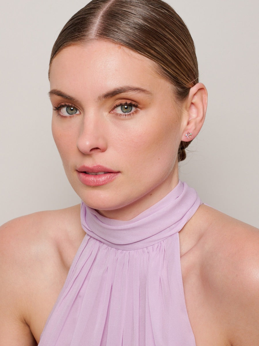 Tiger Tree Pastel Crystal Mini Flower Earrings
