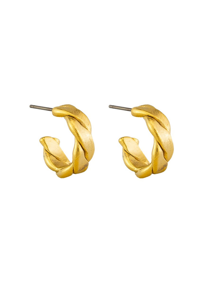 Tiger Tree Gold Flat Twist Hoops