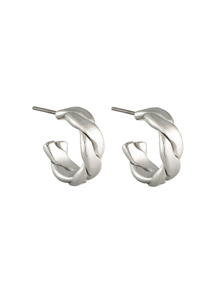 Tiger Tree Silver Flat Twist Hoops