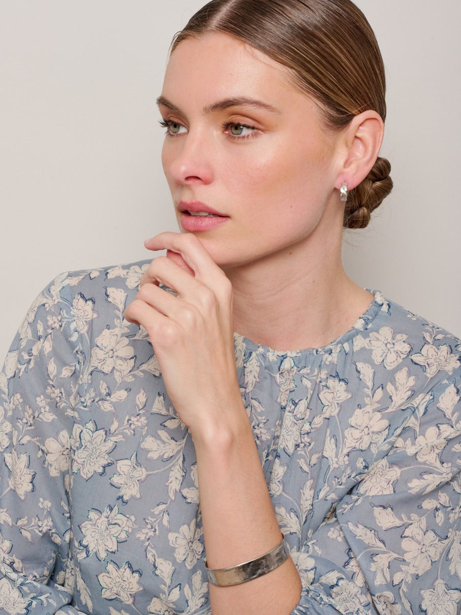 Tiger Tree Silver Flat Twist Hoops
