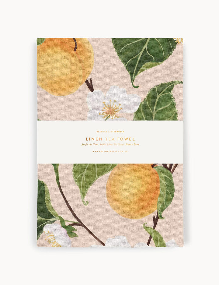Peaches 100% Linen Tea Towel