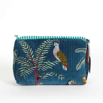 Parisian Cool Panther Velvet Pouches - Teal Blue