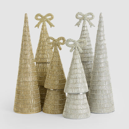 Tiffany Bugle Bead Tiered Cone Tree Small Gold
