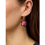 Pink Metallic Spinning Flower Hoops