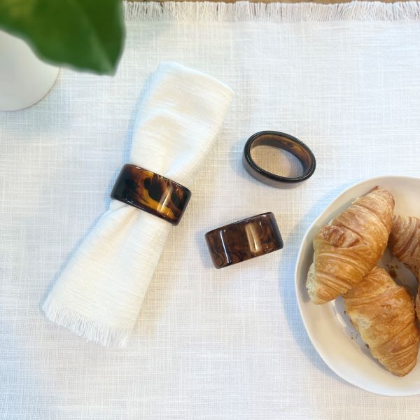 Tortoiseshell Look Resin Napkin Ring - Pack 4