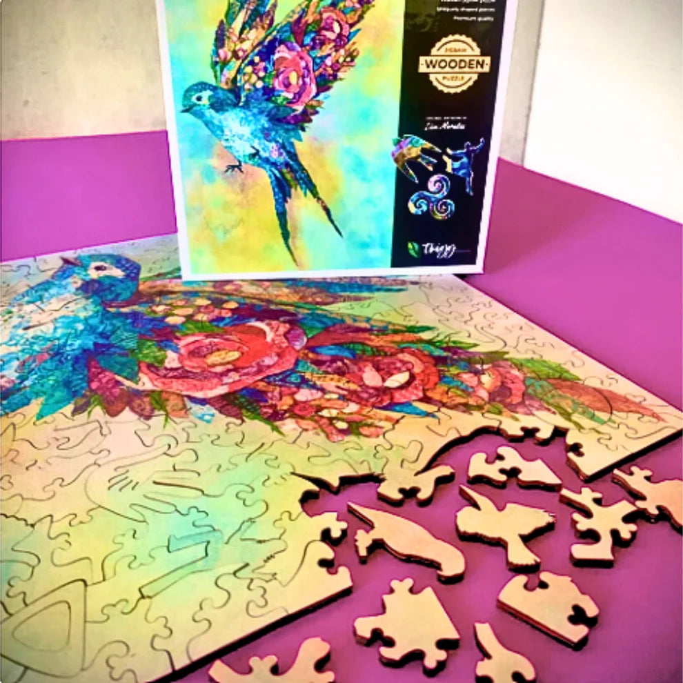 Wooden Puzzle - Botanical Swallow Original Artwork - 315 pc