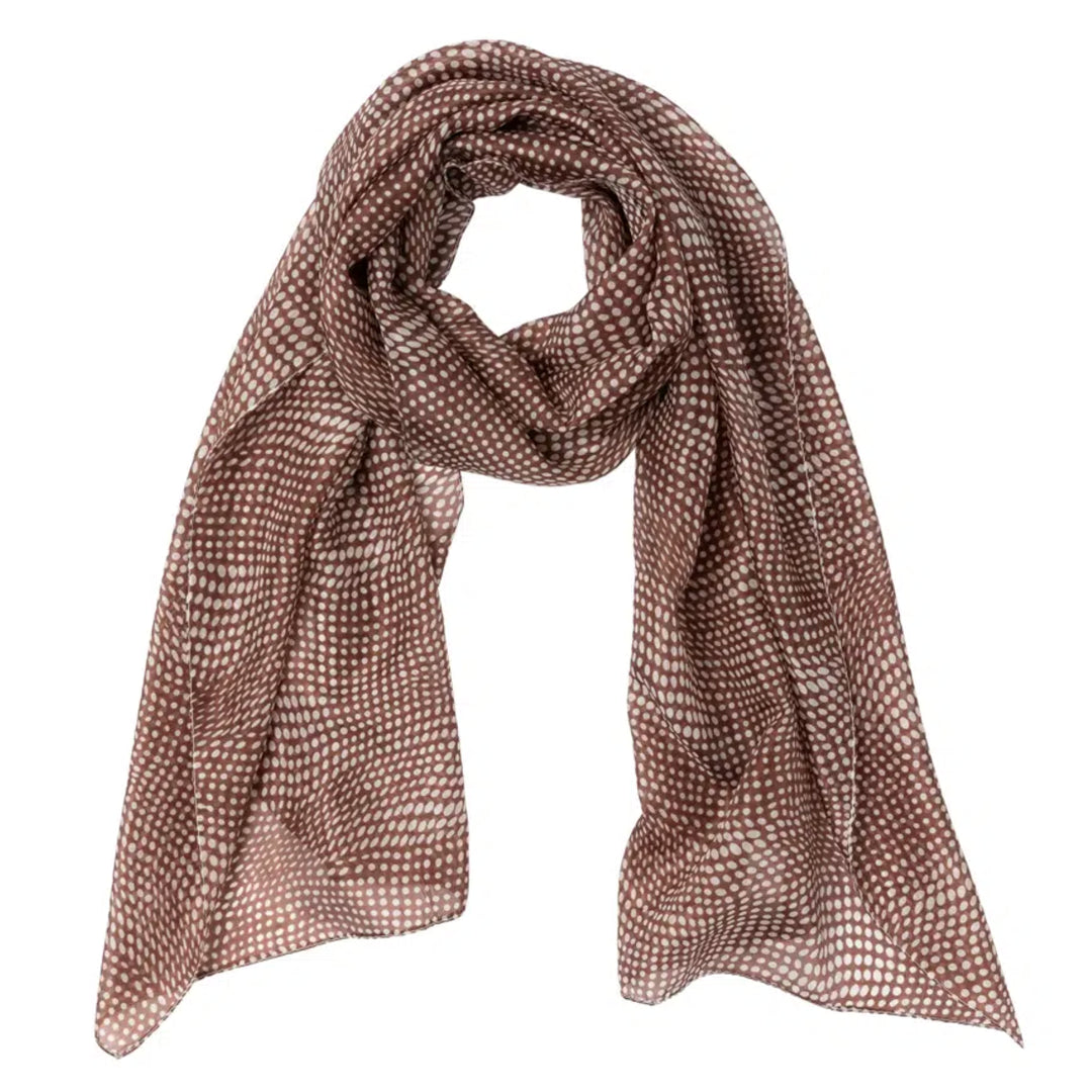 Spot Silk Scarf Chocolate