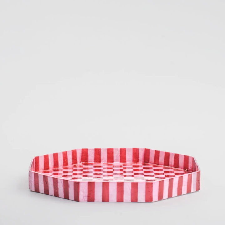 Checker Tray Red & Pink Large