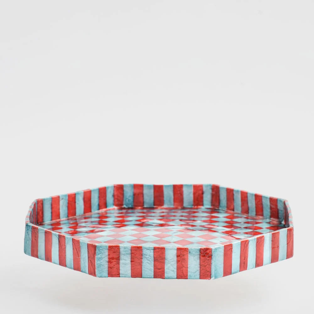 Checker Tray Red & Green Large