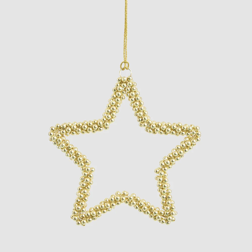 Star Beaded Decoration Small Gold