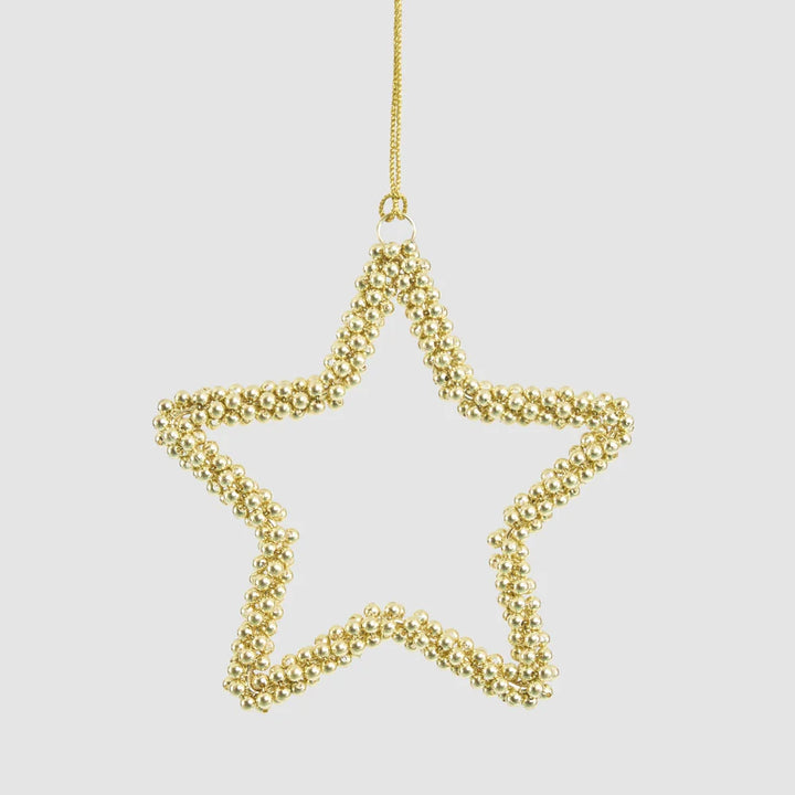 Star Beaded Decoration Small Gold