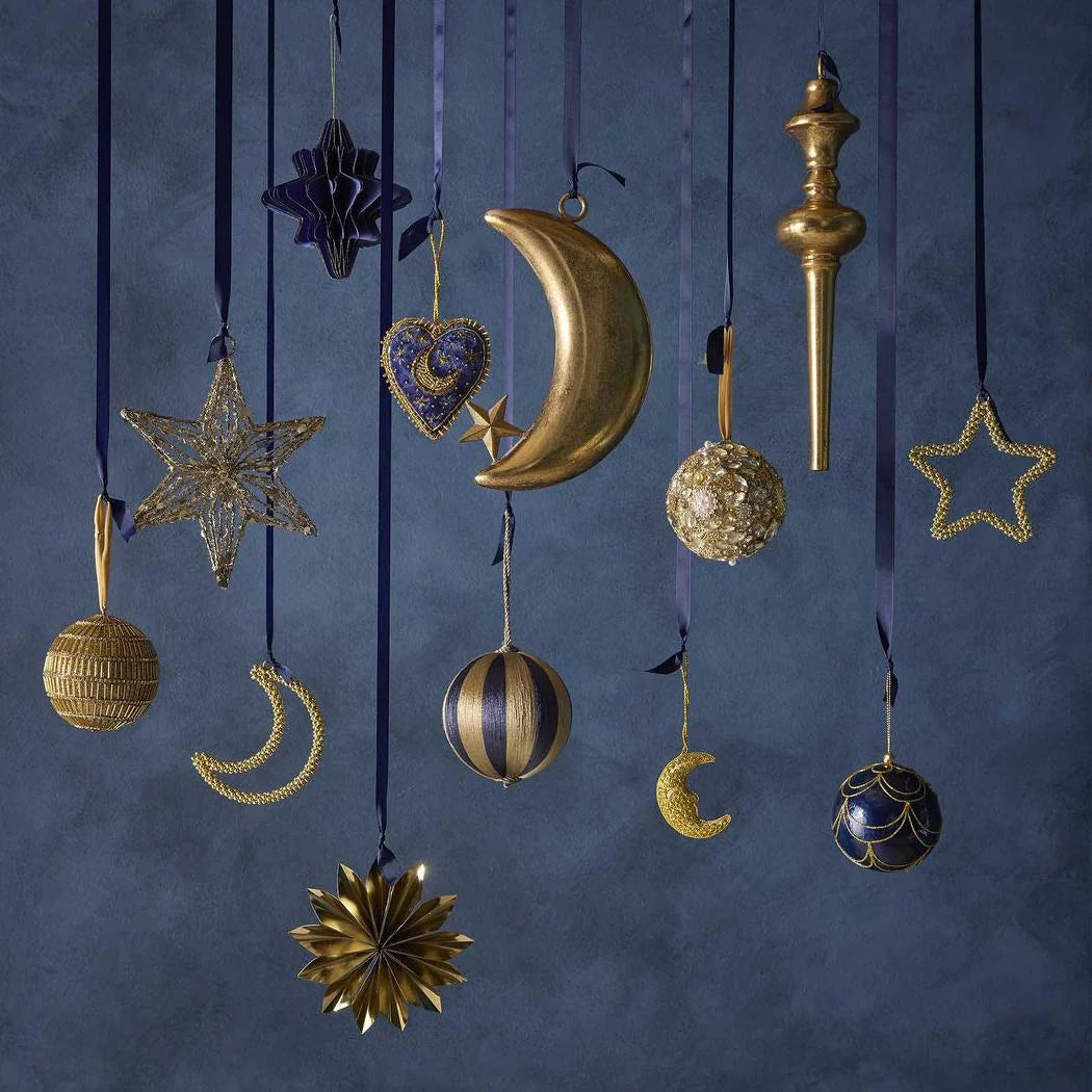 Star Beaded Decoration Small Gold