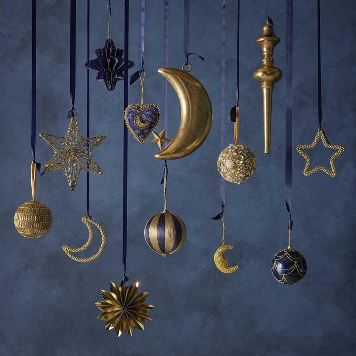 Star Beaded Decoration Small Gold