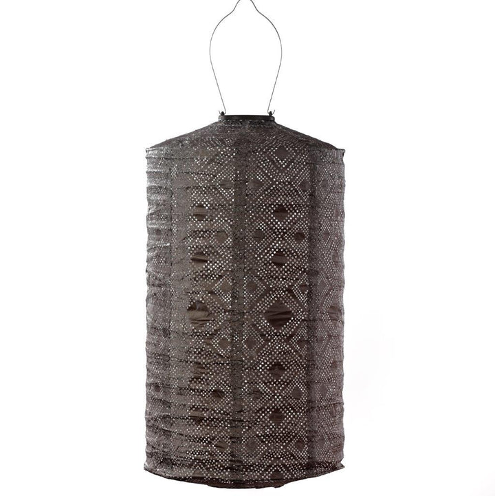 Cylinder 28cm Solar Lantern - Taupe