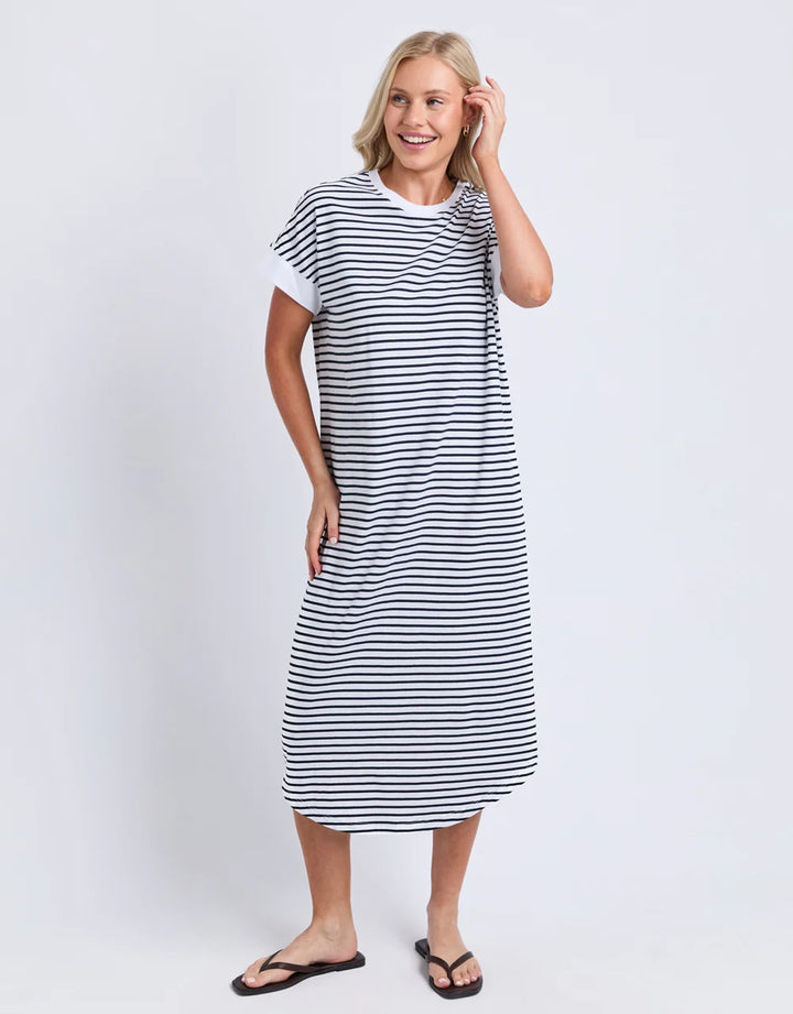 Elm Maggie Stripe Dress - White