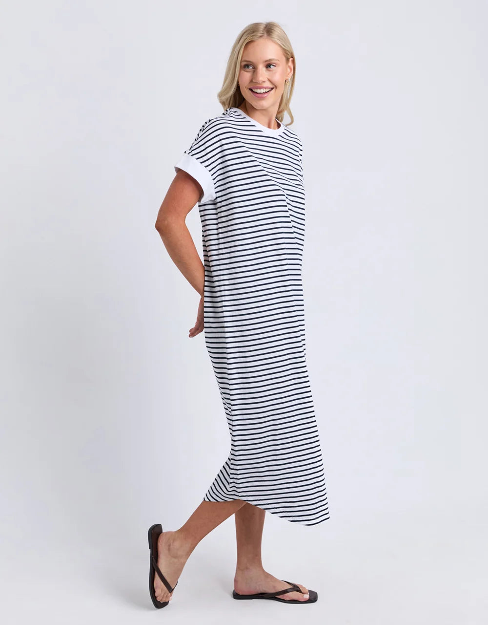 Elm Maggie Stripe Dress - White
