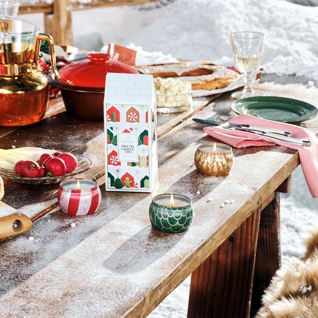 Festive Mini Candles Tin Trio - 3 x  Candles