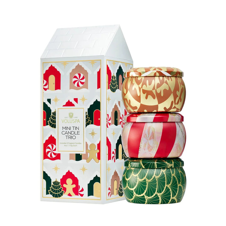 Festive Mini Candles Tin Trio - 3 x  Candles