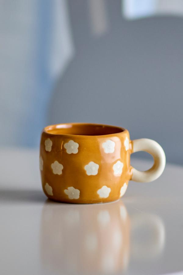 Nini Cup - Brown with White Flowers