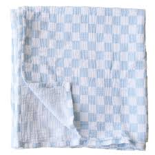 Muslin Cotton Swaddle - Blue Check