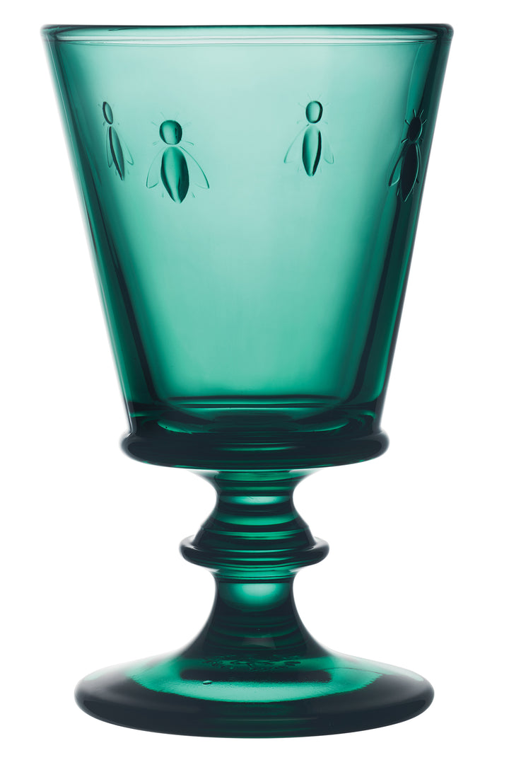 Bee Wine Glass (Set of 6)-  Emerald Green