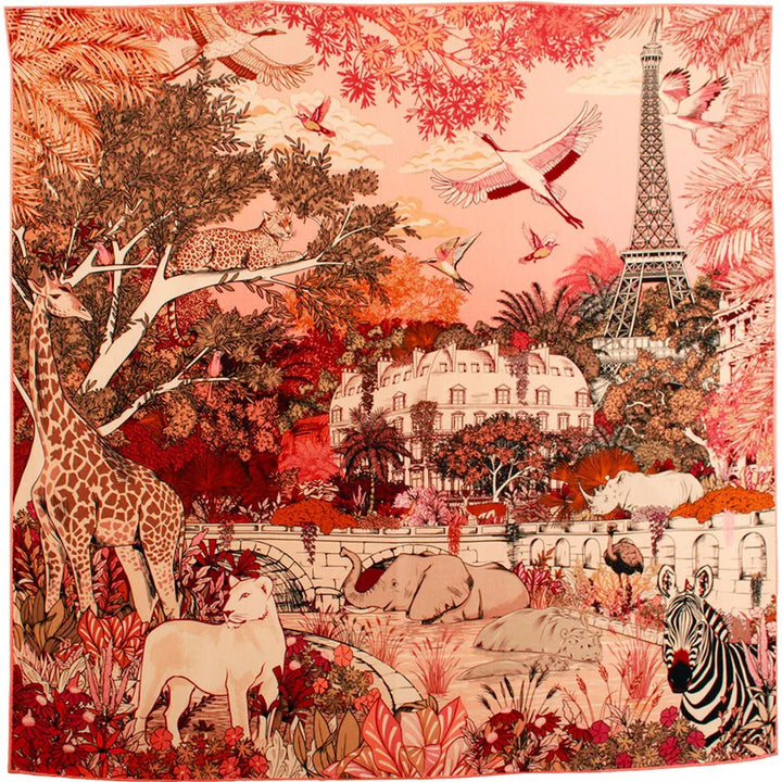 Silk Scarf Heloise Wild Paris Pink - 50X50 cm