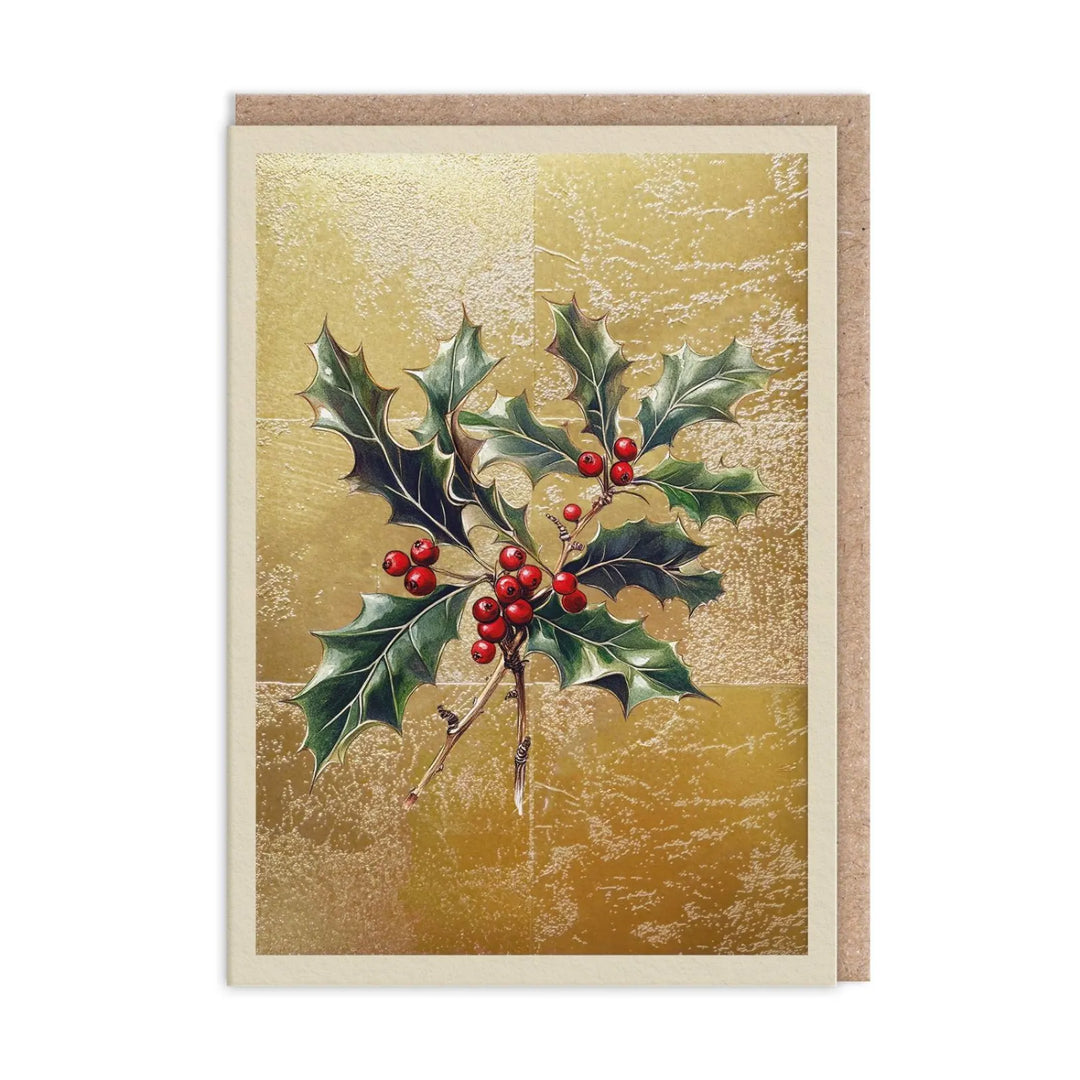 Holly Greeting Card