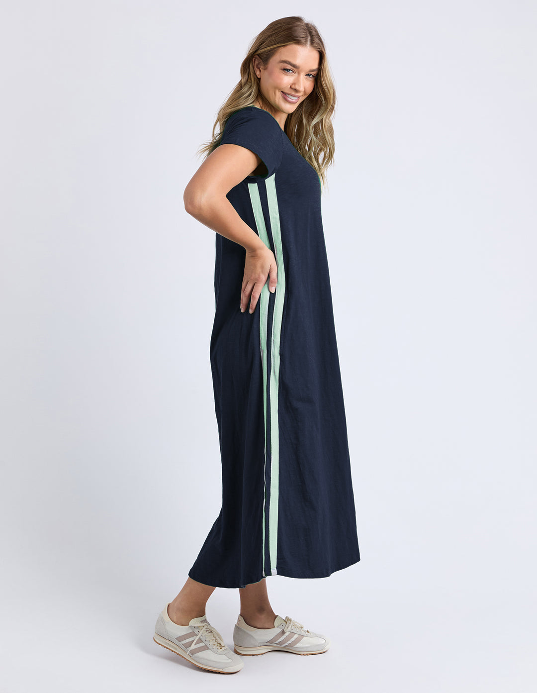 Foxwood Recovery Dress - Navy with Mint Stripe