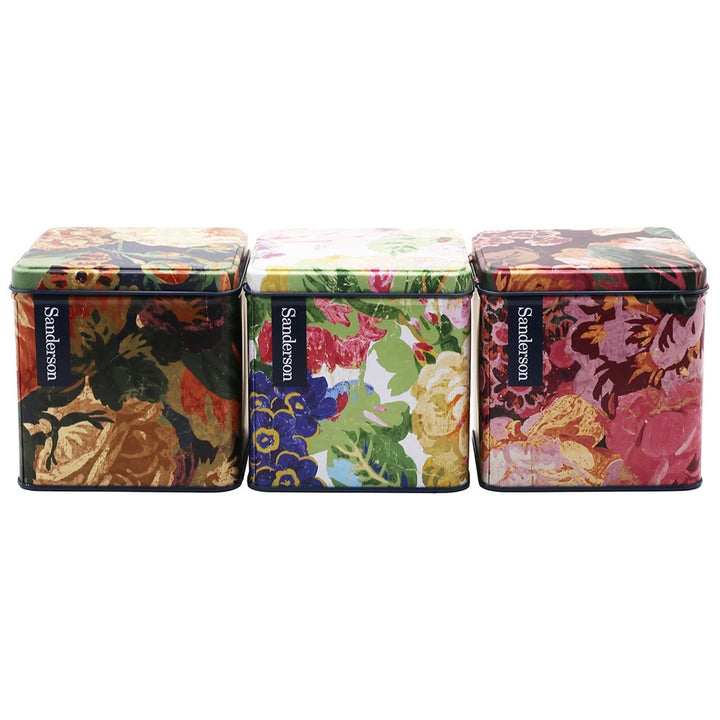 Sanderson Rose & Peony Square Cannister Tins -Pack of 3