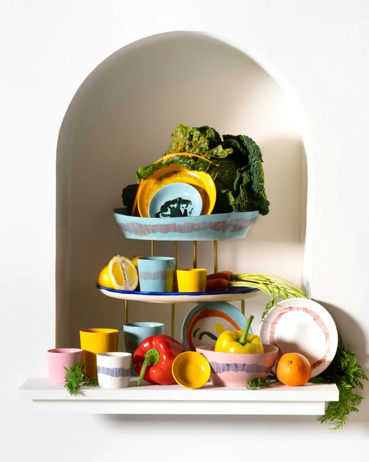Ottolenghi Serving Bowl M Azure with Red Stripes FEAST