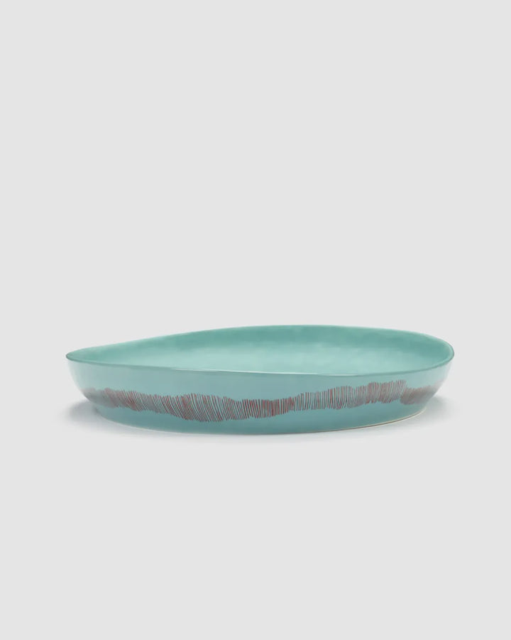 Ottolenghi Serving Bowl M Azure with Red Stripes FEAST