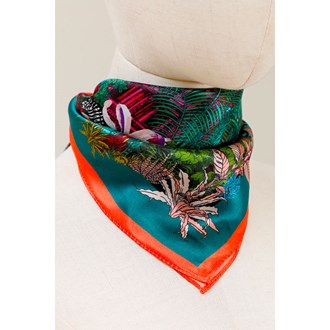 Silk Scarf Forgotten Temple Green - 50X50 cm