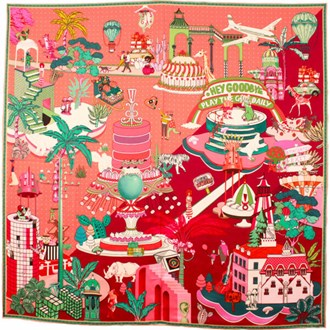 Silk Scarf - Gateaux Coral- 50X50 CM