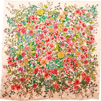 Silk Scarf Heloise Floral Bouquet - 90X90 cm