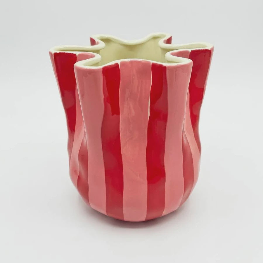 Fold Vase - Red and Pink Stripe